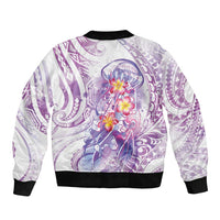 Lavender Polynesian Jellyfish Bomber Jacket Watercolor Glows - Polynesian Pride