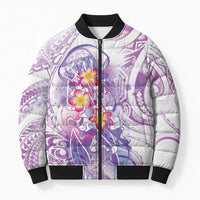 Lavender Polynesian Jellyfish Bomber Puffer Jacket Watercolor Glows - Polynesian Pride