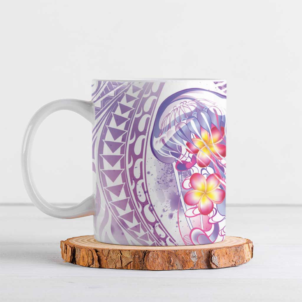 Lavender Polynesian Jellyfish Ceramic Mug Watercolor Glows - Polynesian Pride