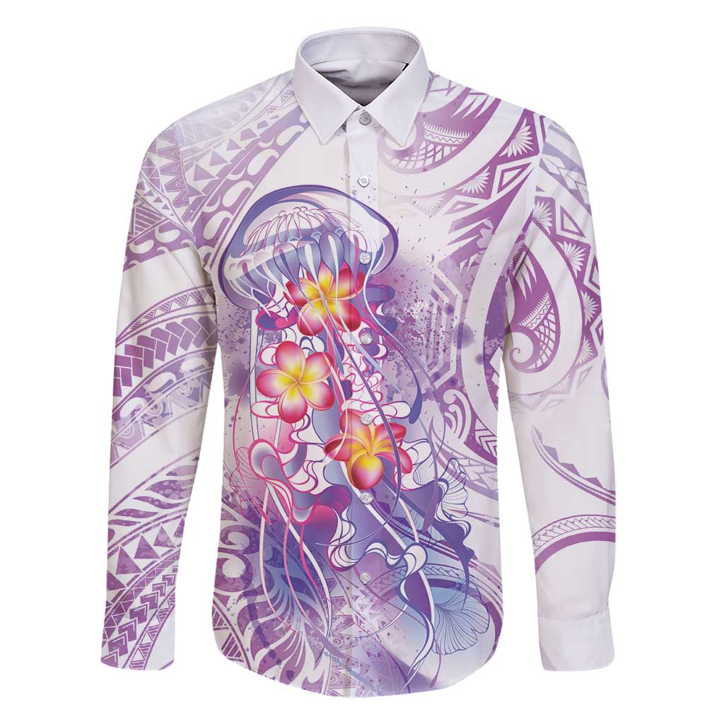 Lavender Polynesian Jellyfish Family Matching Mermaid Dress and Hawaiian Shirt Watercolor Glows - Polynesian Pride
