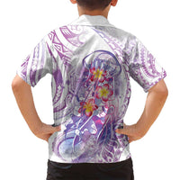 Lavender Polynesian Jellyfish Family Matching Summer Maxi Dress and Hawaiian Shirt Watercolor Glows - Polynesian Pride