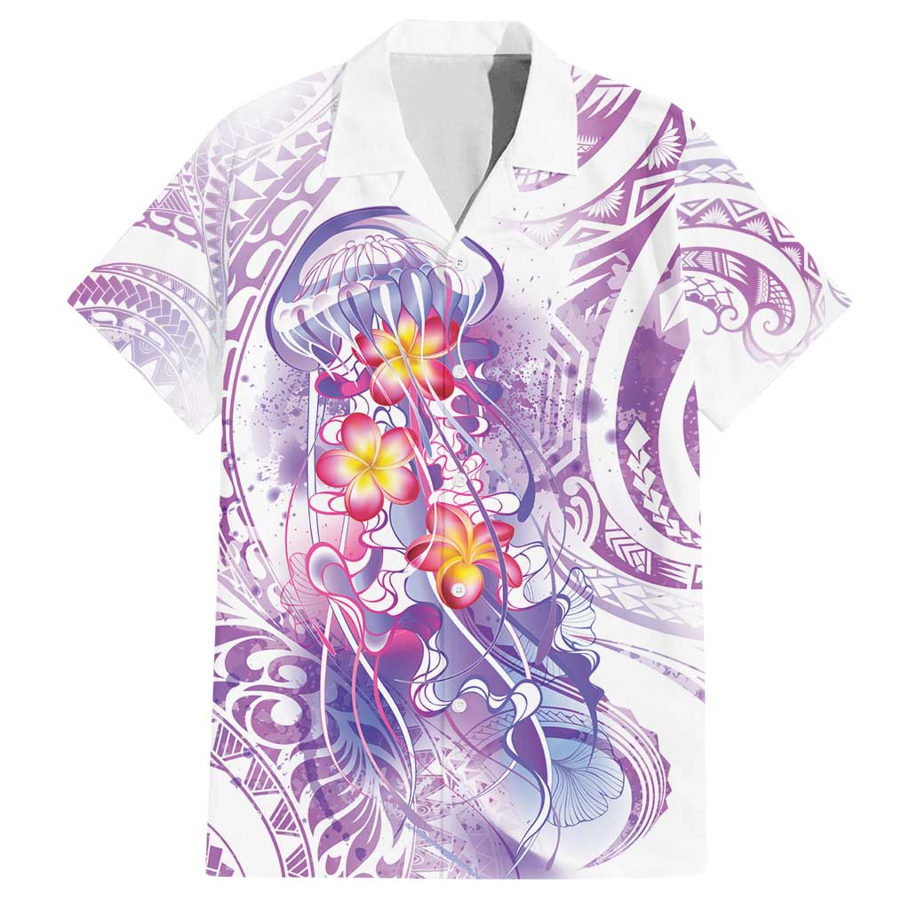 Lavender Polynesian Jellyfish Family Matching Summer Maxi Dress and Hawaiian Shirt Watercolor Glows - Polynesian Pride