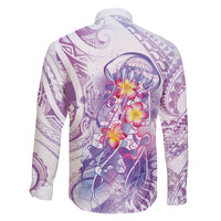 Lavender Polynesian Jellyfish Family Matching Summer Maxi Dress and Hawaiian Shirt Watercolor Glows - Polynesian Pride