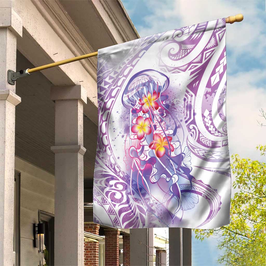 Lavender Polynesian Jellyfish Garden Flag Watercolor Glows LT7 House Flag Lavender - Polynesian Pride