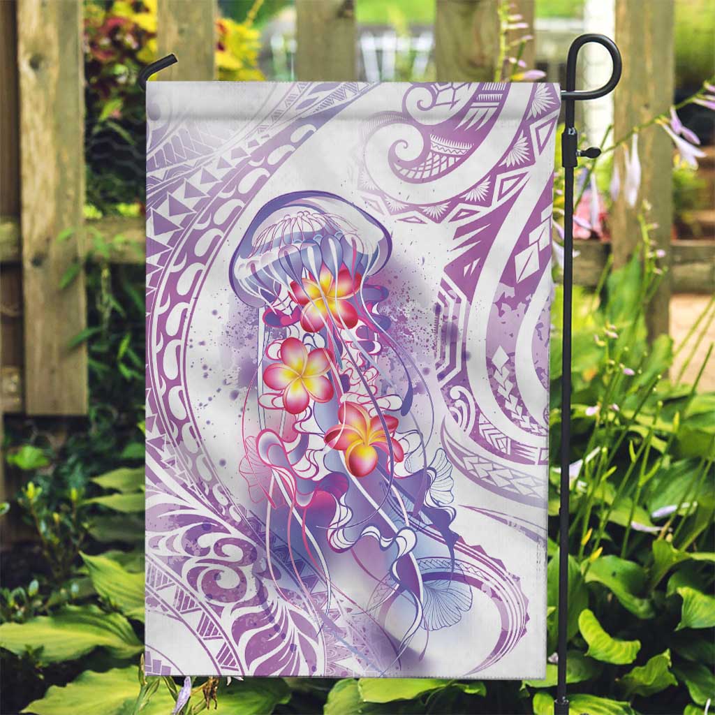 Lavender Polynesian Jellyfish Garden Flag Watercolor Glows LT7 Garden Flag Lavender - Polynesian Pride