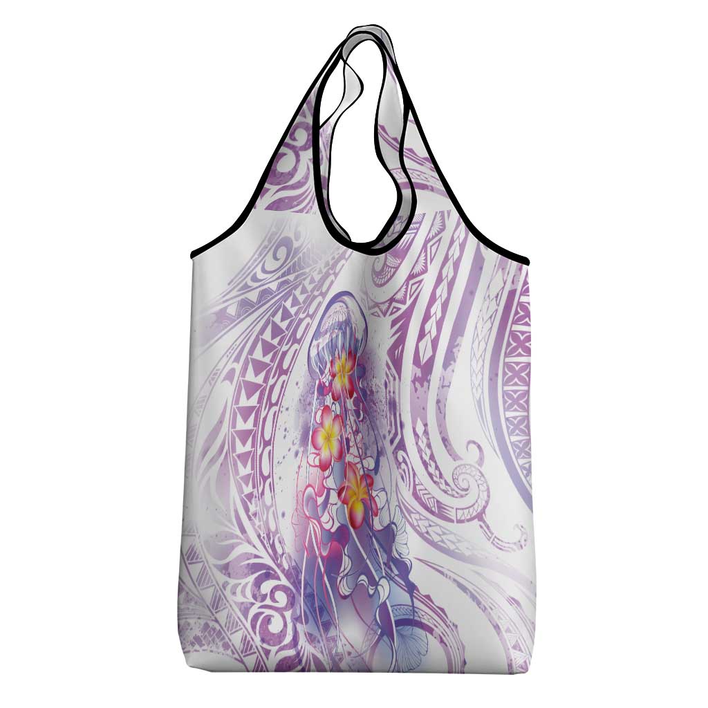 Lavender Polynesian Jellyfish Grocery Bag Watercolor Glows - Polynesian Pride