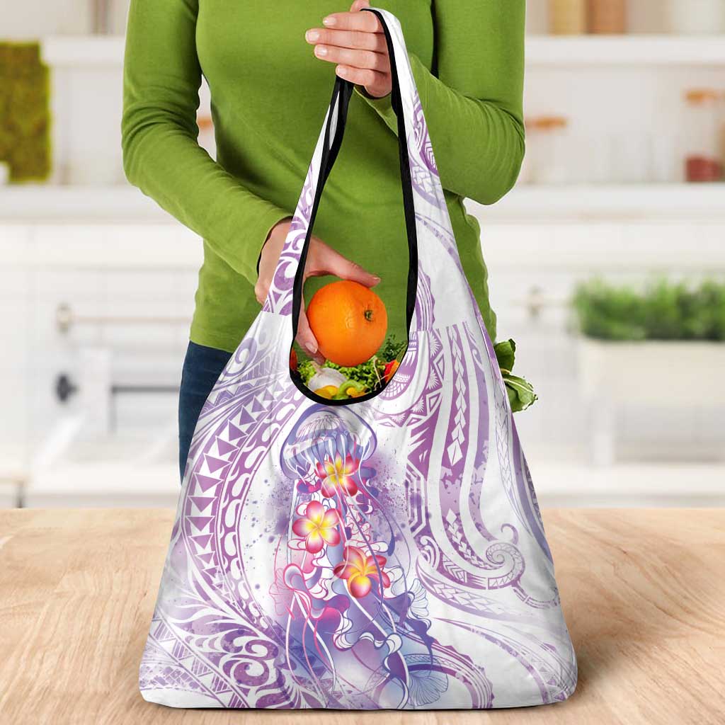 Lavender Polynesian Jellyfish Grocery Bag Watercolor Glows - Polynesian Pride