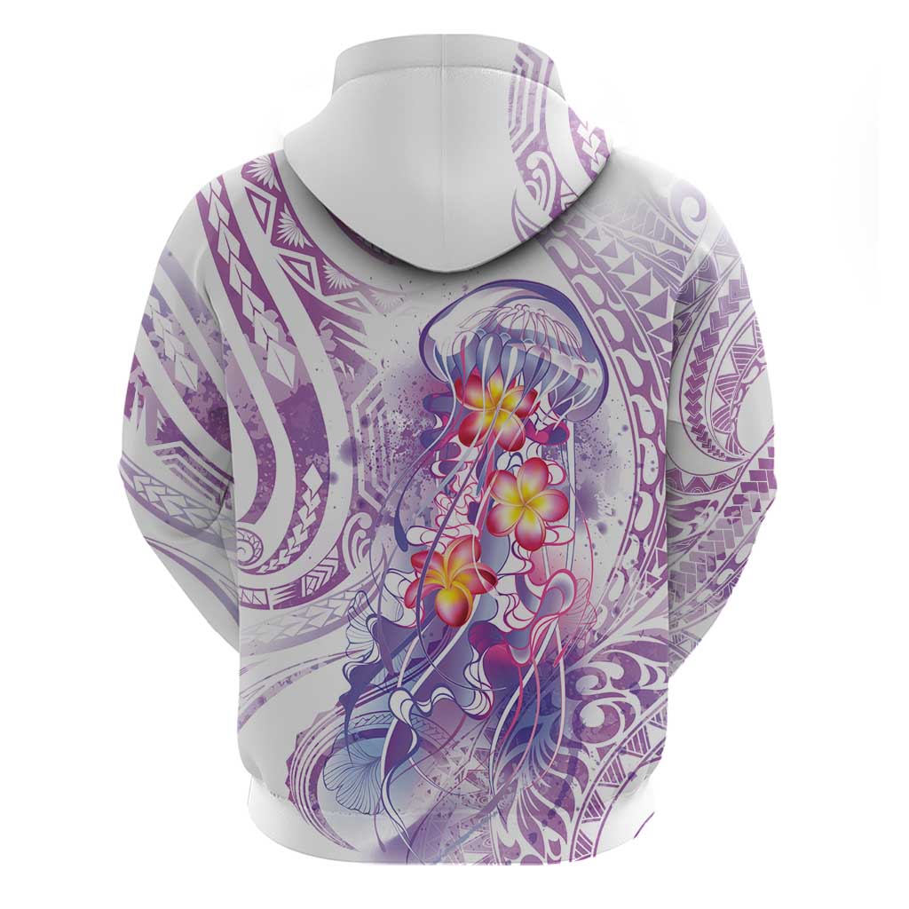 Lavender Polynesian Jellyfish Hoodie Watercolor Glows - Polynesian Pride
