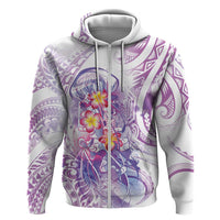 Lavender Polynesian Jellyfish Hoodie Watercolor Glows - Polynesian Pride