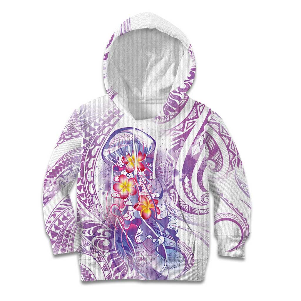 Lavender Polynesian Jellyfish Kid Hoodie Watercolor Glows - Polynesian Pride