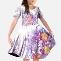 Lavender Polynesian Jellyfish Kid Short Sleeve Dress Watercolor Glows - Polynesian Pride