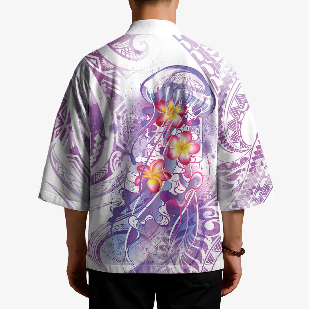 Lavender Polynesian Jellyfish Kimono Watercolor Glows - Polynesian Pride
