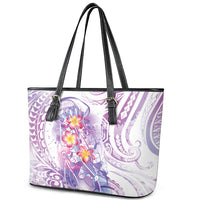 Lavender Polynesian Jellyfish Leather Tote Bag Watercolor Glows LT7 - Polynesian Pride