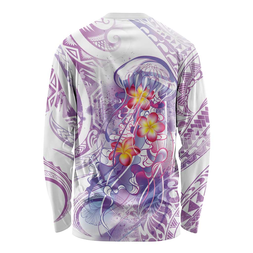 Lavender Polynesian Jellyfish Long Sleeve Shirt Watercolor Glows - Polynesian Pride