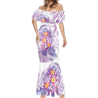 Lavender Polynesian Jellyfish Mermaid Dress Watercolor Glows - Polynesian Pride