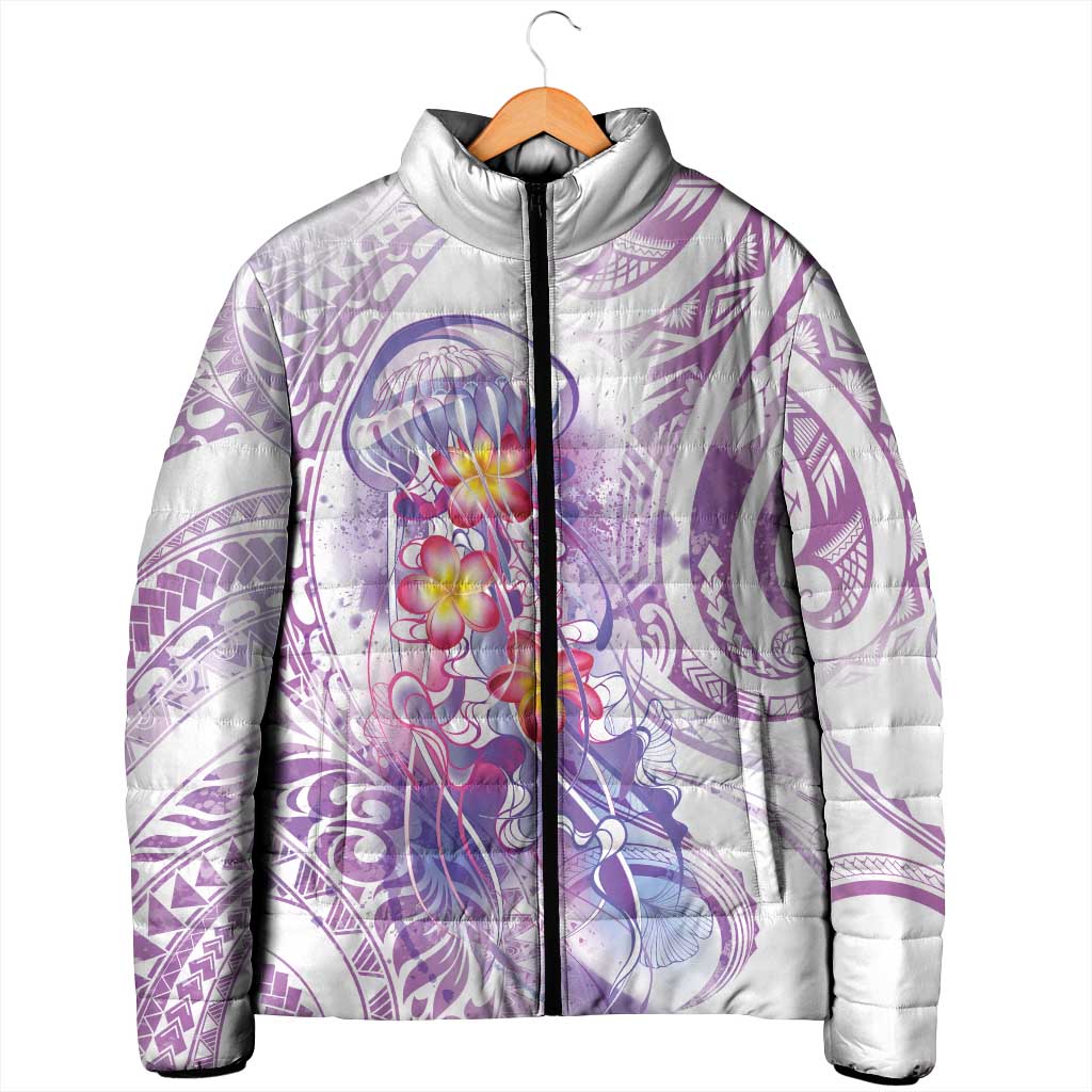 Lavender Polynesian Jellyfish Padded Jacket Watercolor Glows - Polynesian Pride
