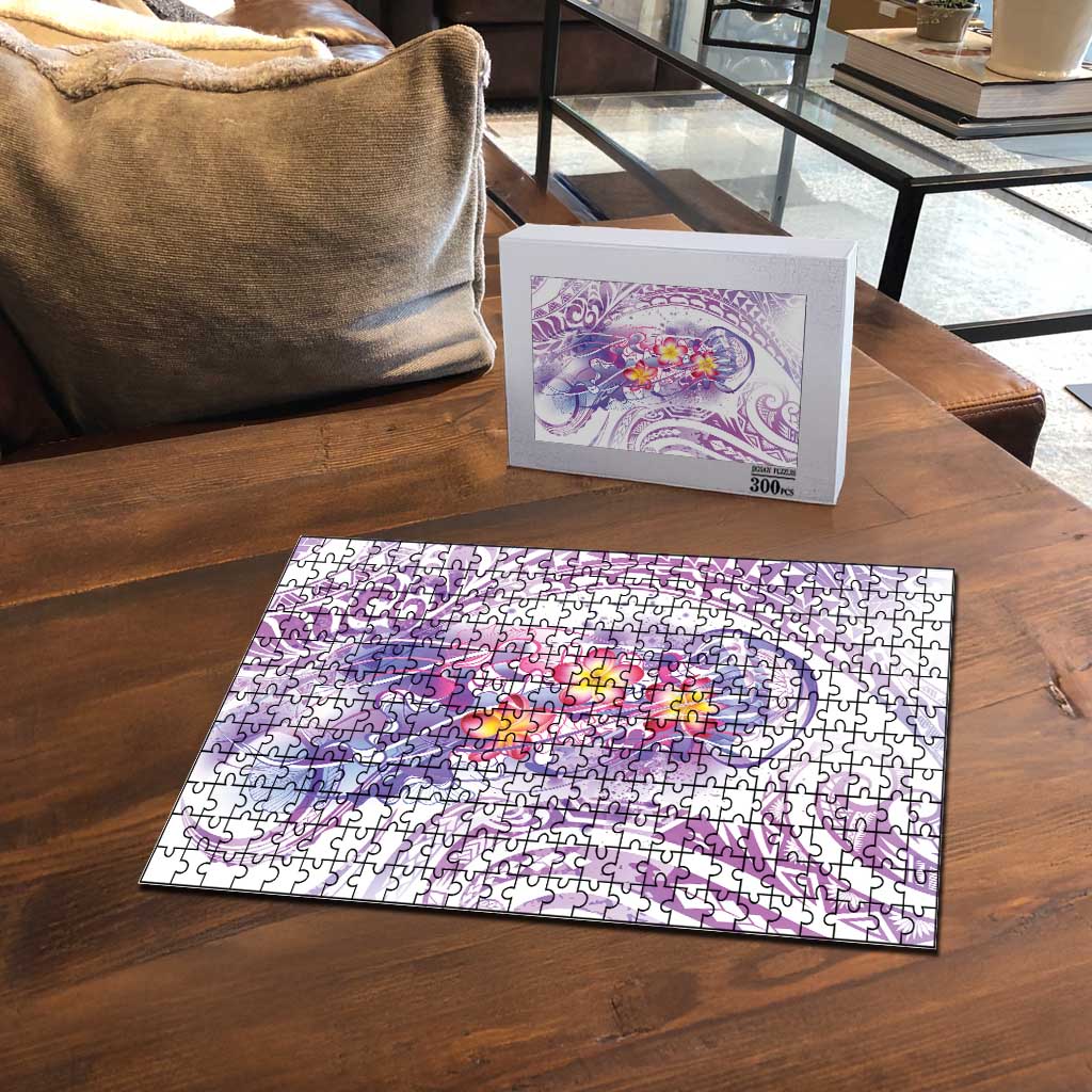 Lavender Polynesian Jellyfish Puzzle Watercolor Glows - Polynesian Pride