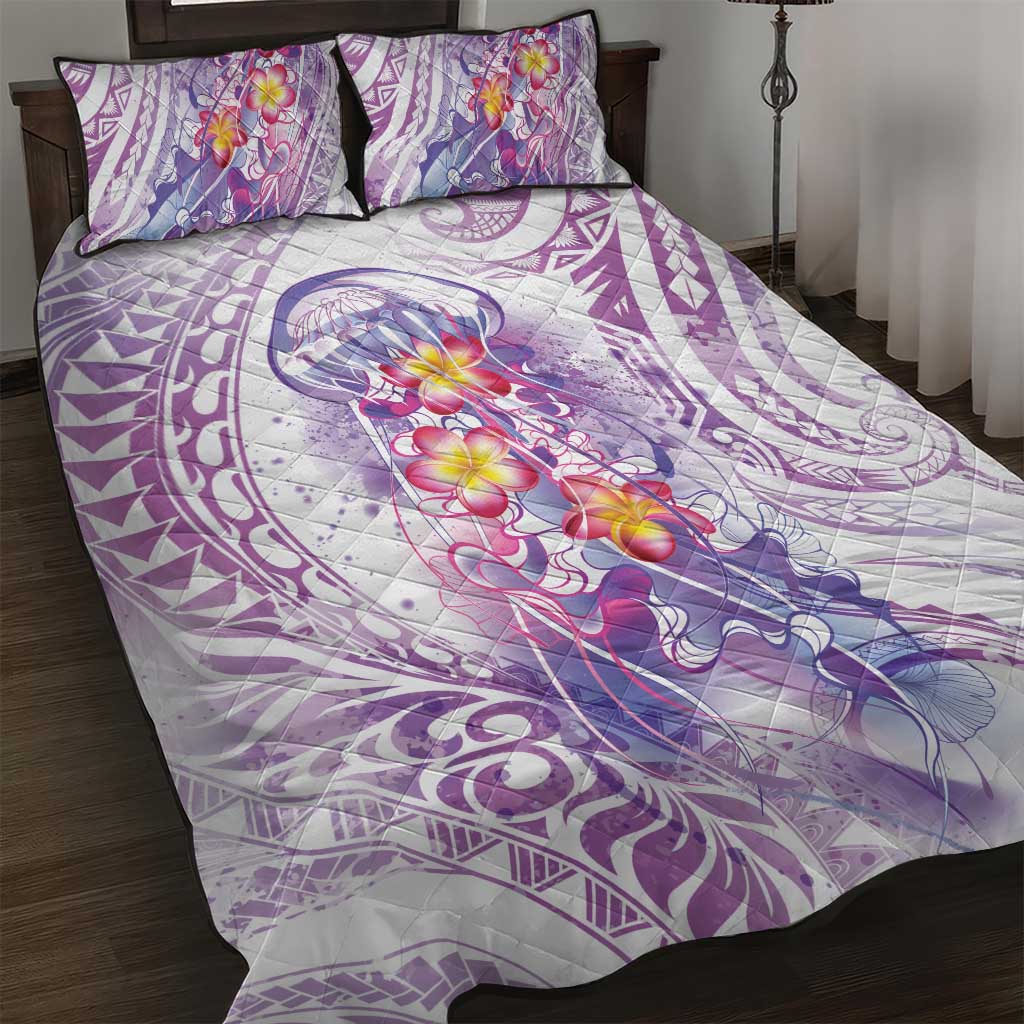 Lavender Polynesian Jellyfish Quilt Bed Set Watercolor Glows LT7 Lavender - Polynesian Pride