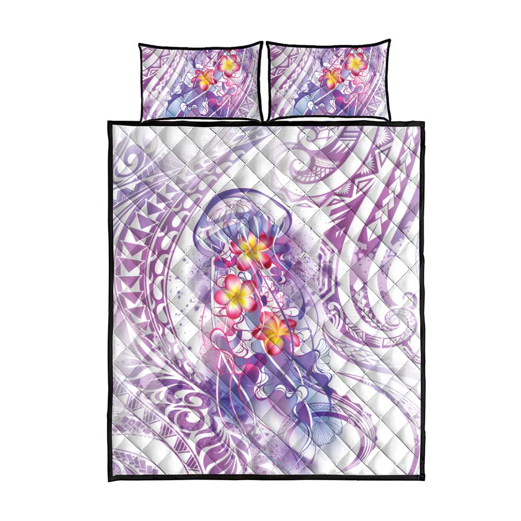 Lavender Polynesian Jellyfish Quilt Bed Set Watercolor Glows LT7 - Polynesian Pride