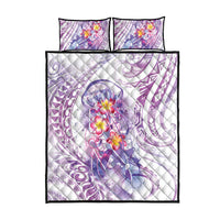 Lavender Polynesian Jellyfish Quilt Bed Set Watercolor Glows LT7 - Polynesian Pride