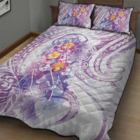 Lavender Polynesian Jellyfish Quilt Bed Set Watercolor Glows LT7 - Polynesian Pride
