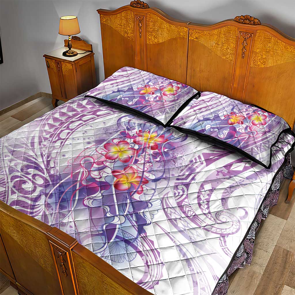 Lavender Polynesian Jellyfish Quilt Bed Set Watercolor Glows LT7 - Polynesian Pride