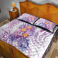 Lavender Polynesian Jellyfish Quilt Bed Set Watercolor Glows LT7 - Polynesian Pride