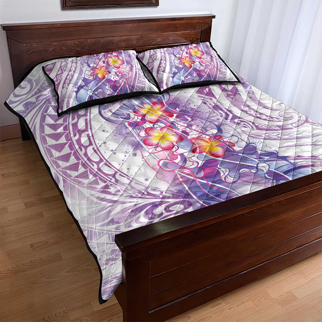 Lavender Polynesian Jellyfish Quilt Bed Set Watercolor Glows LT7 - Polynesian Pride