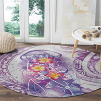 Lavender Polynesian Jellyfish Round Carpet Watercolor Glows LT7 - Polynesian Pride
