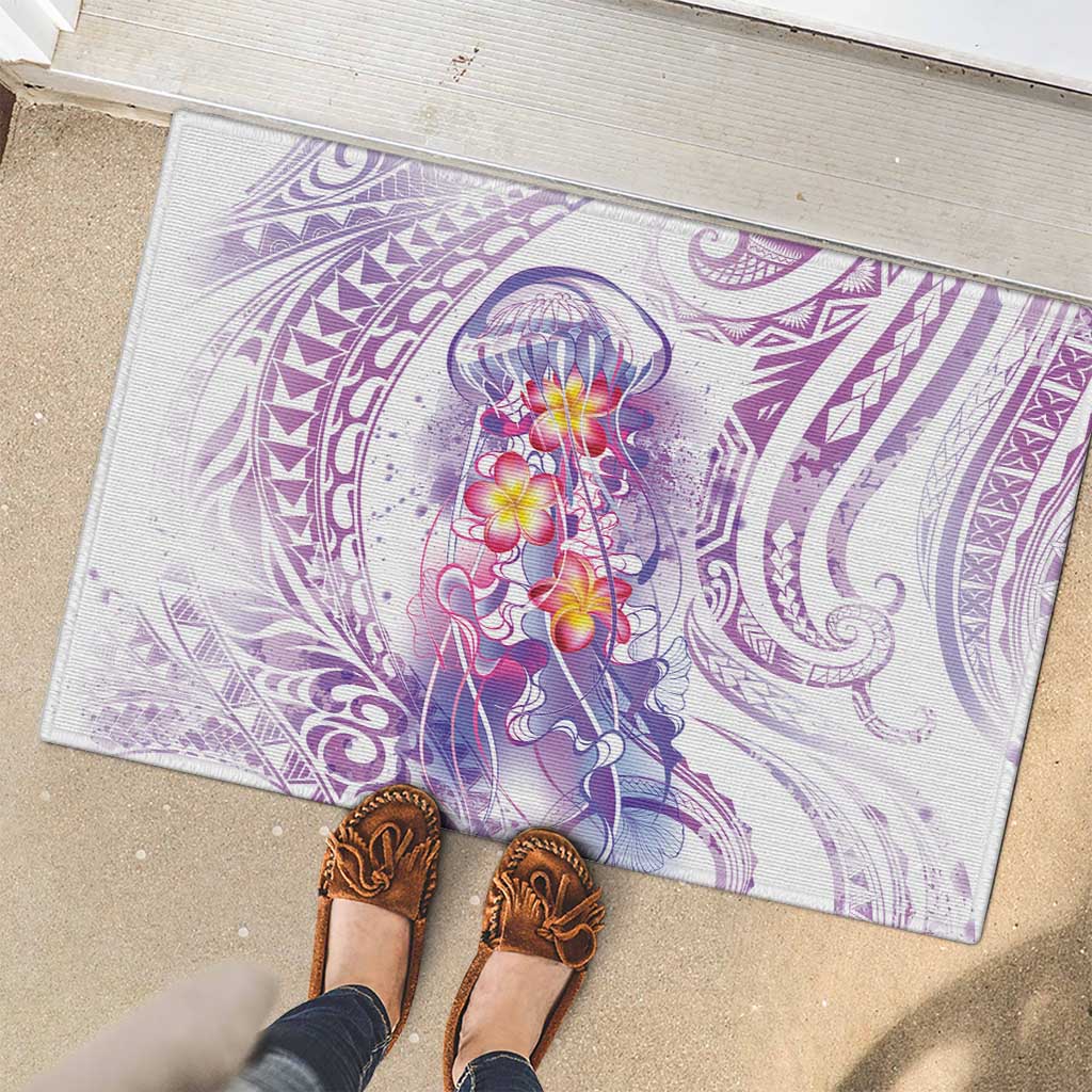 Lavender Polynesian Jellyfish Rubber Doormat Watercolor Glows - Polynesian Pride