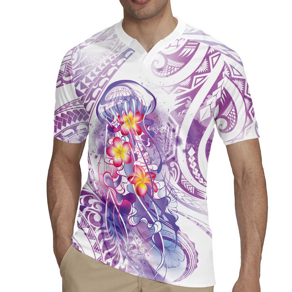 Lavender Polynesian Jellyfish Rugby Jersey Watercolor Glows - Polynesian Pride