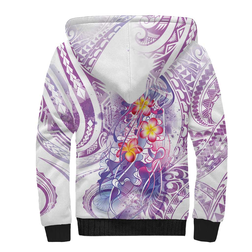 Lavender Polynesian Jellyfish Sherpa Hoodie Watercolor Glows - Polynesian Pride