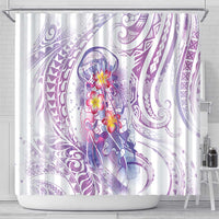 Lavender Polynesian Jellyfish Shower Curtain Watercolor Glows LT7 - Polynesian Pride
