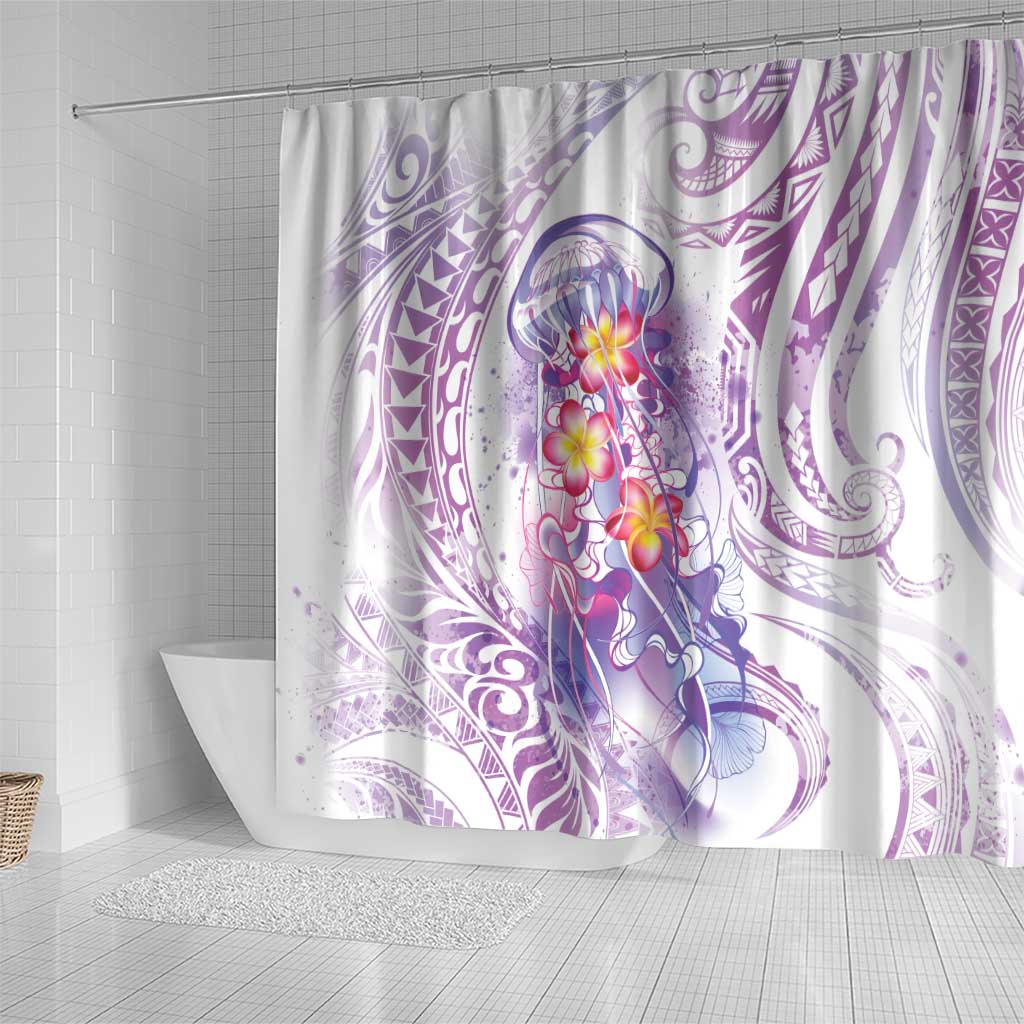 Lavender Polynesian Jellyfish Shower Curtain Watercolor Glows LT7 - Polynesian Pride