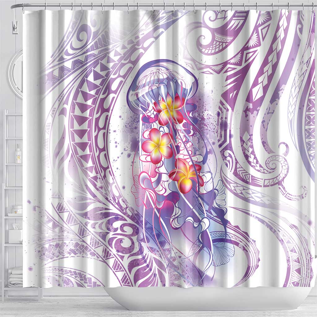 Lavender Polynesian Jellyfish Shower Curtain Watercolor Glows LT7 - Polynesian Pride