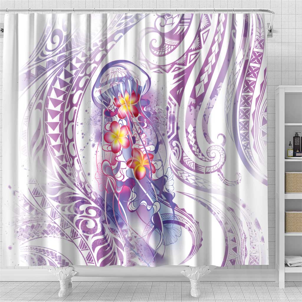 Lavender Polynesian Jellyfish Shower Curtain Watercolor Glows LT7 - Polynesian Pride