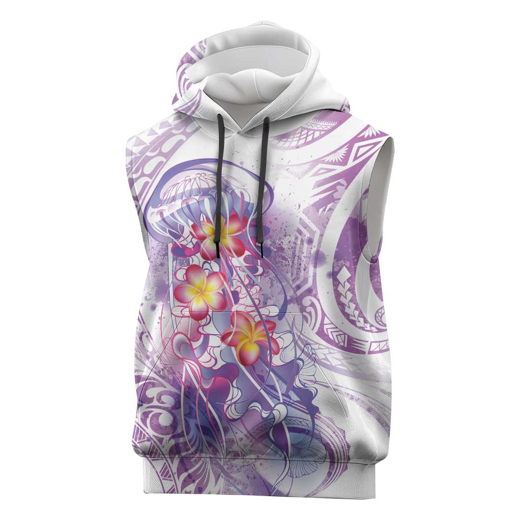Lavender Polynesian Jellyfish Sleeveless Hoodie Watercolor Glows - Polynesian Pride