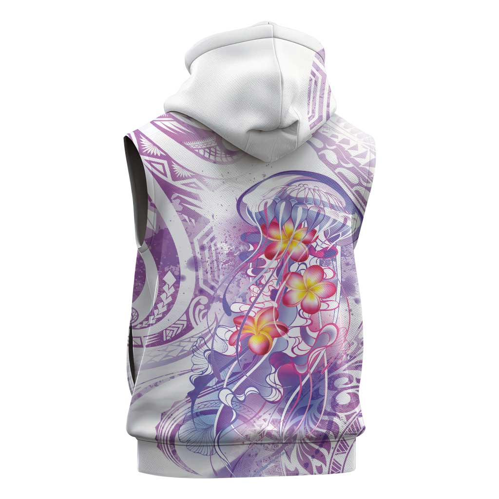 Lavender Polynesian Jellyfish Sleeveless Hoodie Watercolor Glows - Polynesian Pride