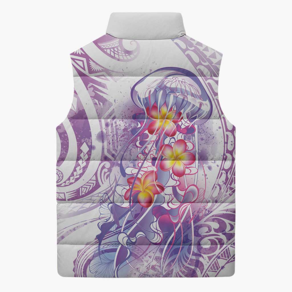 Lavender Polynesian Jellyfish Sleeveless Puffer Jacket Watercolor Glows - Polynesian Pride