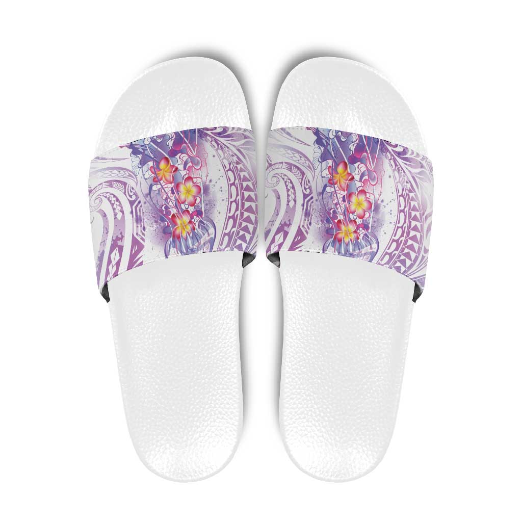 Lavender Polynesian Jellyfish Slide Sandals Watercolor Glows - Polynesian Pride
