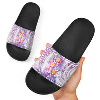 Lavender Polynesian Jellyfish Slide Sandals Watercolor Glows - Polynesian Pride