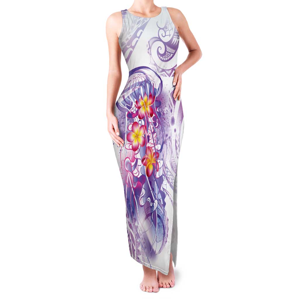 Lavender Polynesian Jellyfish Tank Maxi Dress Watercolor Glows - Polynesian Pride