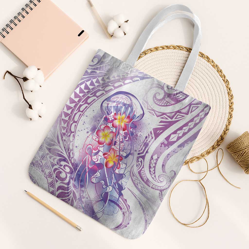 Lavender Polynesian Jellyfish Tote Bag Watercolor Glows - Polynesian Pride