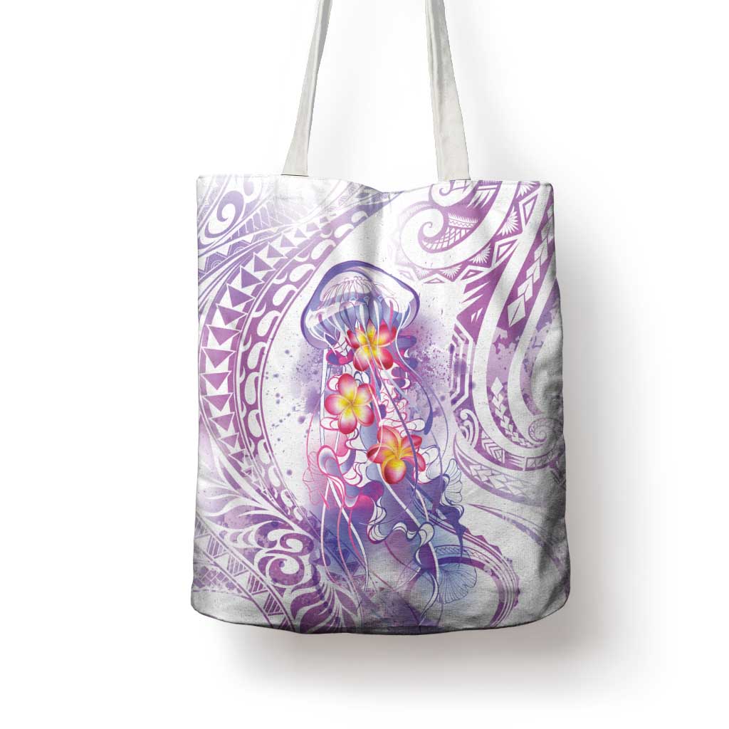 Lavender Polynesian Jellyfish Tote Bag Watercolor Glows - Polynesian Pride