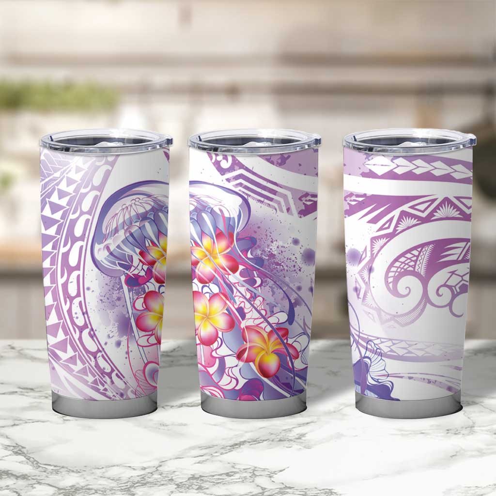 Lavender Polynesian Jellyfish Tumbler Cup Watercolor Glows - Polynesian Pride