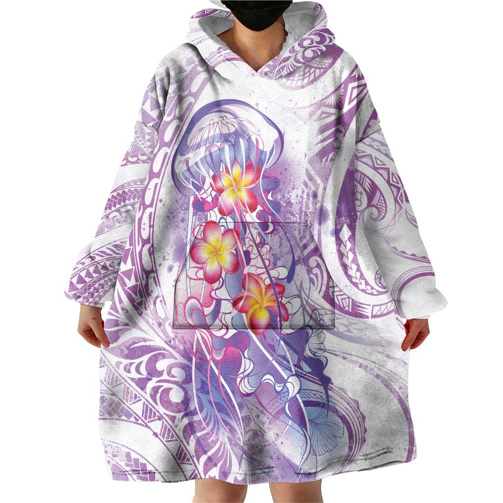 Lavender Polynesian Jellyfish Wearable Blanket Hoodie Watercolor Glows LT7 - Polynesian Pride
