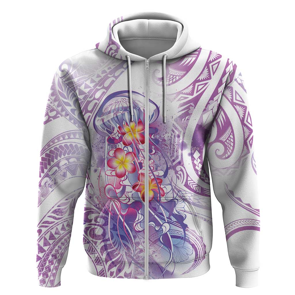 Lavender Polynesian Jellyfish Zip Hoodie Watercolor Glows LT7 Zip Hoodie Lavender - Polynesian Pride