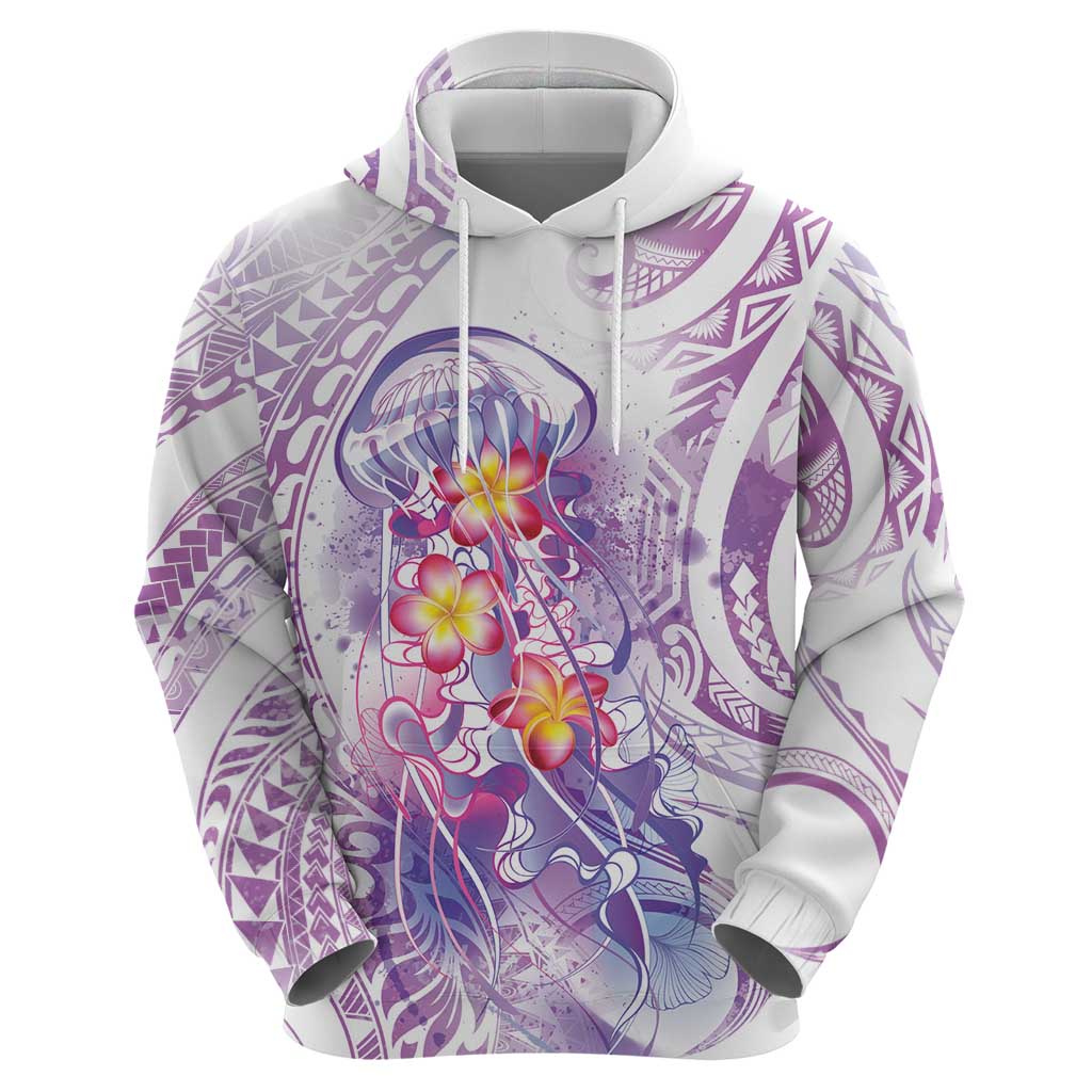 Lavender Polynesian Jellyfish Zip Hoodie Watercolor Glows - Polynesian Pride