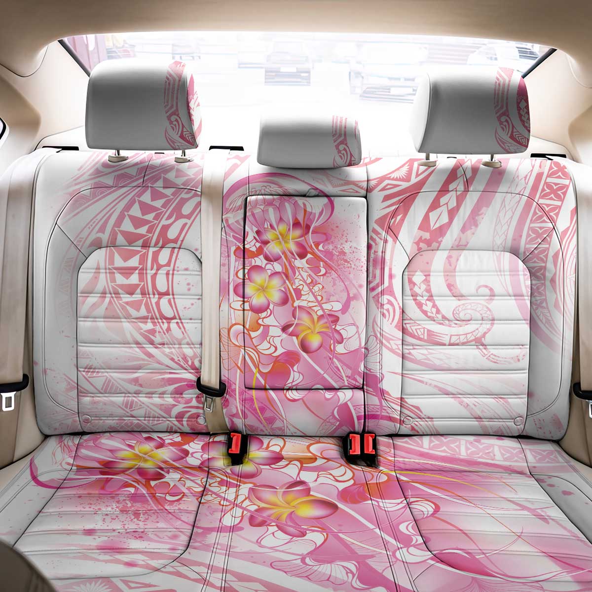 Rose Pink Polynesian Jellyfish Back Car Seat Cover Watercolor Glows LT7 - Polynesian Pride