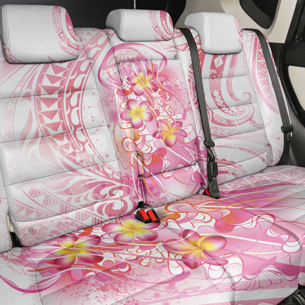 Rose Pink Polynesian Jellyfish Back Car Seat Cover Watercolor Glows LT7 - Polynesian Pride